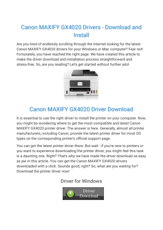 Canon MAXIFY GX4020 Not Connecting To Wifi?
