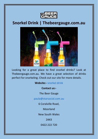 Snorkel Drink  Thebeergauge.com