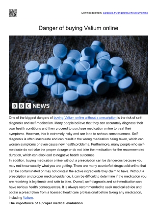 Danger of buying Valium online