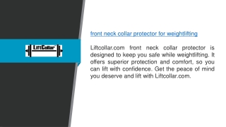 Front Neck Collar Protector For Weightlifting  Liftcollar.com.com