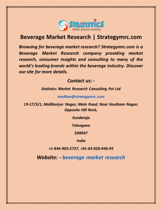 Beverage Market Research  Strategymrc com