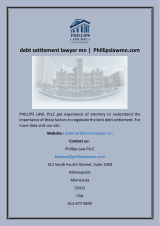 debt settlement lawyer mn   Phillipslawmn