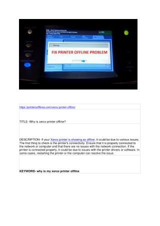 why is my xerox printer offline?