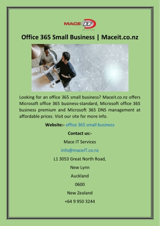 Office 365 Small Business  Maceit.co.nz