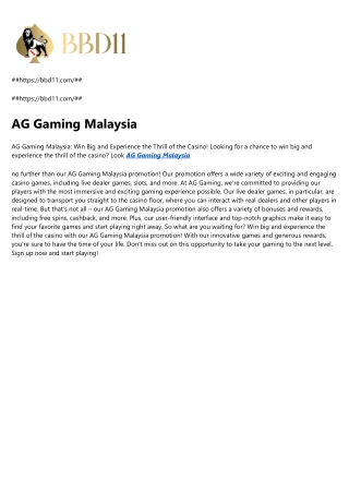 AG Gaming Malaysia
