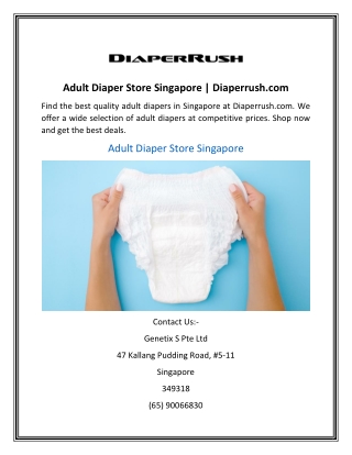 Adult Diaper Store Singapore | Diaperrush.com