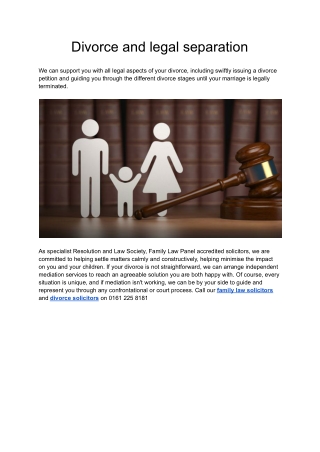 Divorce and legal separation