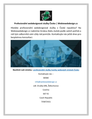 Profesionální webdesignové služby Česko  Webiewebdesign.cz