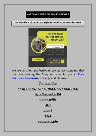 Tree Service Columbia | Marylandtreediscountservice.com