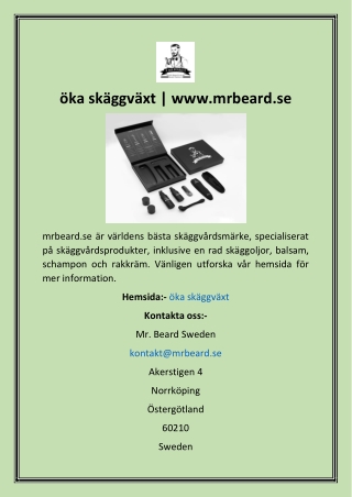 öka skäggväxt  www.mrbeard.se