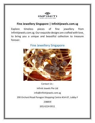 Fine Jewellery Singapore | Infinitijewels.com.sg