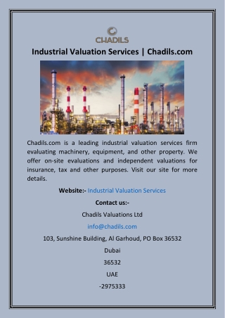 Industrial Valuation Services  Chadils