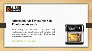 Affordable Air Fryers For Sale  Fbadiscounts.co.uk
