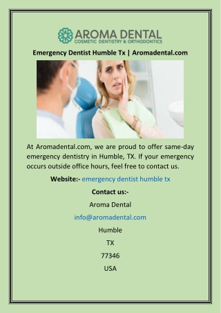 Emergency Dentist Humble Tx  Aromadental