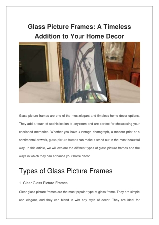 Glass Picture Frames A Timeless Addition to Your Home Decor