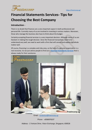 Financial Statements Services- Tips for Choosing the Best Company