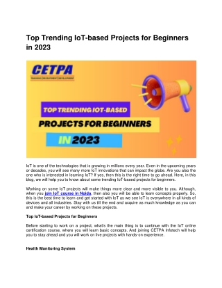 Top Trending IoT-based Projects for Beginners in 2023