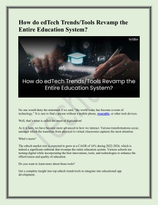 How do edTech Trends Tools Revamp the Entire Education System