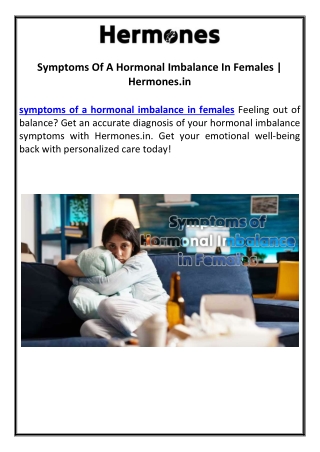 Symptoms Of A Hormonal Imbalance In Females | Hermones.in