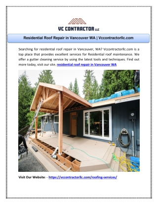 Residential Roof Repair in Vancouver WA | Vccontractorllc.com