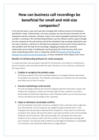 How can business call recordings be beneficial for small and mid-size companies
