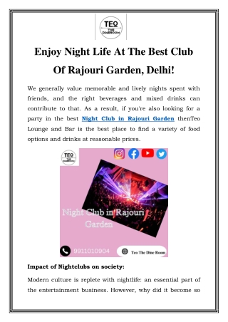 Night Club in Rajouri Garden Call-9911010904