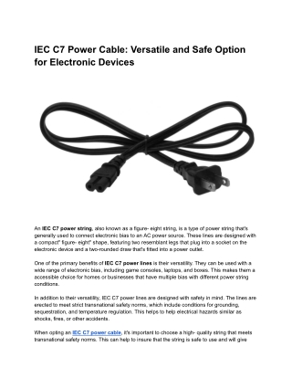 IEC C7 Power Cable: Versatile and Safe Option for Electronic Devices