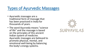 Types of Ayurvedic Massages