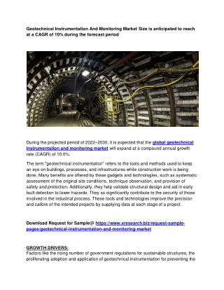 Geotechnical Instrumentation And Monitoring Market