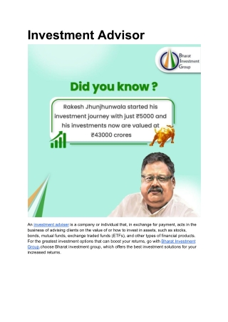 Investment Advisor | Bharat Investment Group