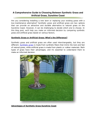 A Comprehensive Guide to Choosing Between Synthetic Grass and Artificial Grass, Sunshine Coast