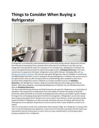 Things to Consider When Buying a Refrigerator