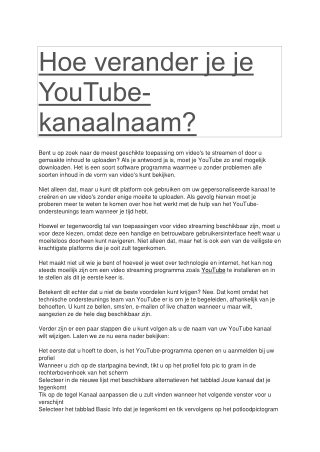 Hoe verander je je YouTube