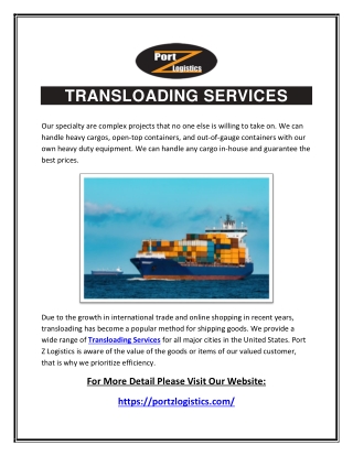 TRANSLOADING SERVICES - Port Z Logistics