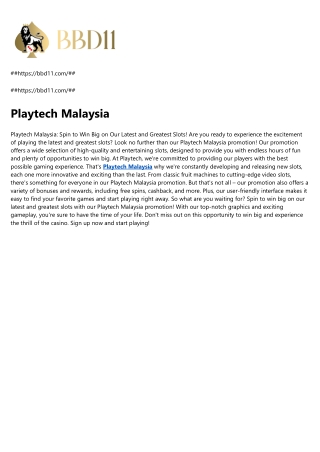 Playtech Malaysia