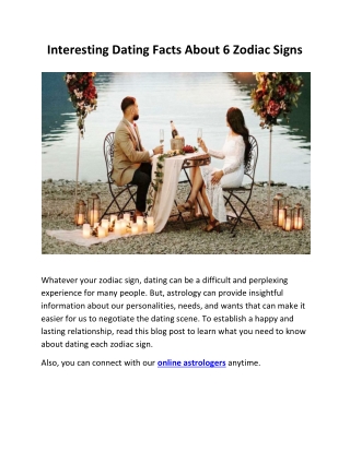 Interesting Dating Facts About 6 Zodiac Signs