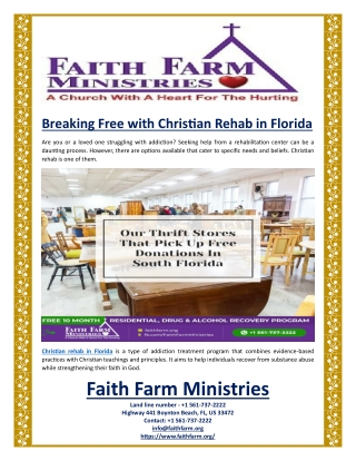 Breaking Free with Christian Rehab in Florida
