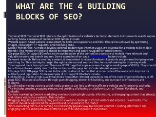 What are the 4 building blocks of SEO