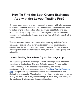 How to find the best crypto exchange app with lowest trading fee_