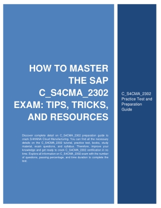 How to Master the SAP C_S4CMA_2302 Exam: Tips, Tricks, and Resources