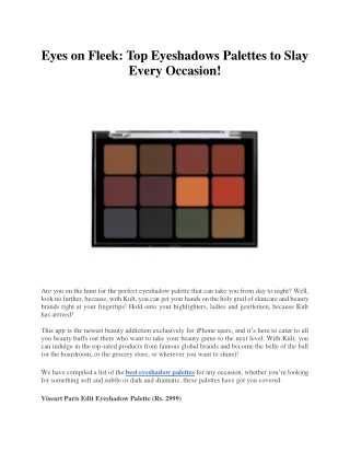 Eyes on Fleek Top Eyeshadows Palettes to Slay Every Occasion