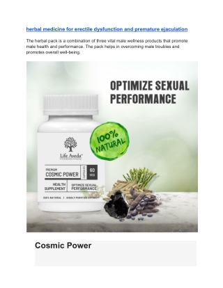 herbal medicine for erectile dysfunction and premature ejaculation