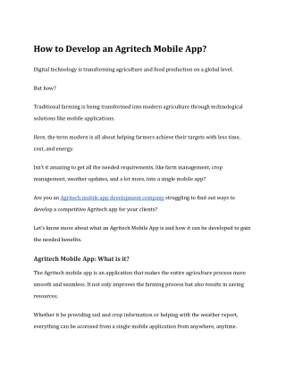 How to Develop an Agritech Mobile App? | Protonshub Technologies