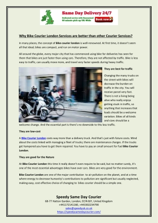 Why Bike Courier London Services are better than other Courier Services
