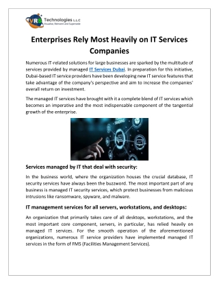 Enterprises Rely Most Heavily on IT Services Companies