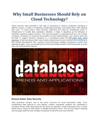 Why Should Small Businesses Rely on Cloud Technology?
