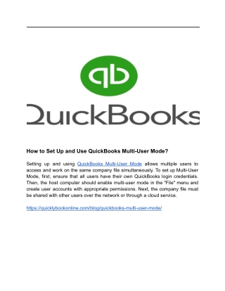 How to Set Up and Use QuickBooks Multi-User Mode