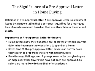 The Significance of a Pre-Approval Letter in Home Buying