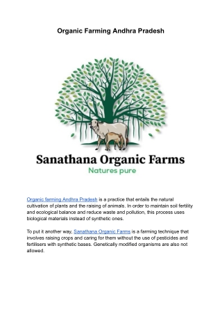 Organic Farming Andhra Pradesh | Sanathana Organic Farms