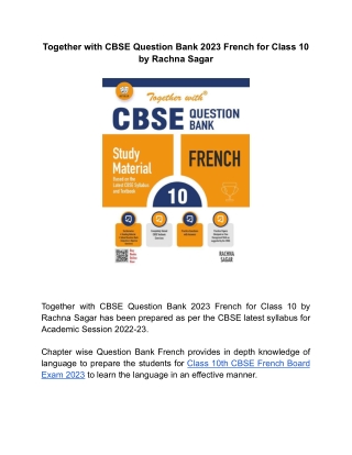 Together with CBSE Question Bank 2023 French for Class 10 by Rachna Sagar